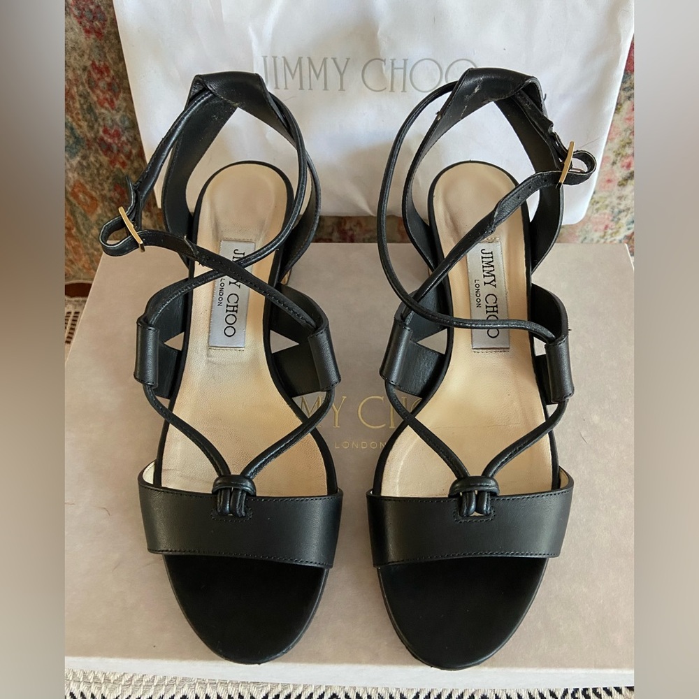 Jimmy Choo Elegant Black Leather Sandals